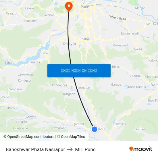 बणेश्वर फाटा नसरापूर to एमआईटी पुणे map