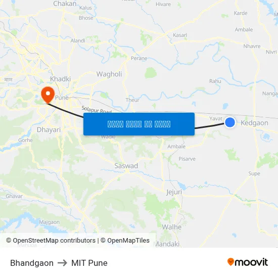 भांडगाव to एमआईटी पुणे map