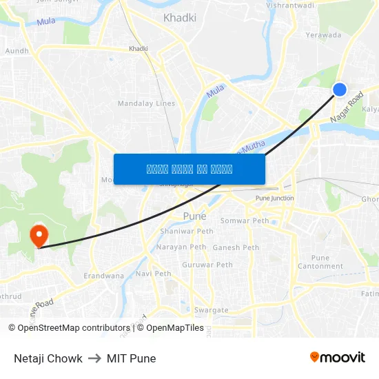 नेताजी चौक to एमआईटी पुणे map