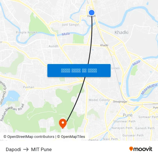 दापोडी to एमआईटी पुणे map