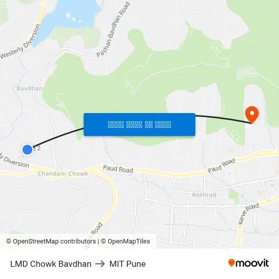एलएमडी चौक बावधन to एमआईटी पुणे map
