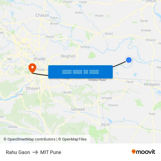 राहू गांव to एमआईटी पुणे map