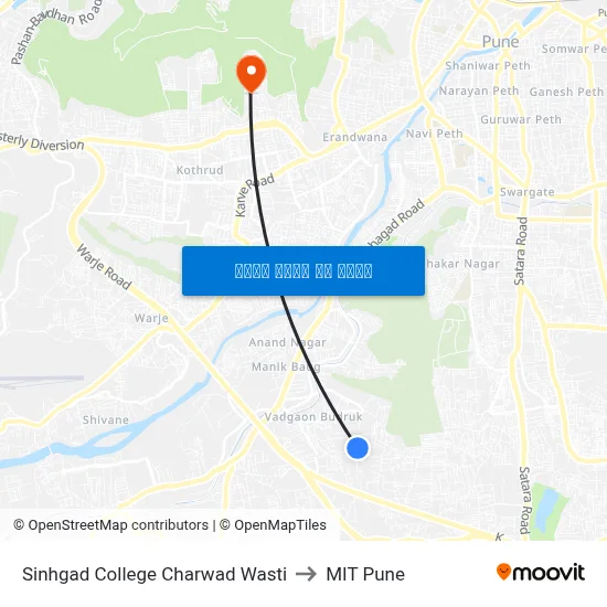 सिंहगड कॉलेज चरवड वस्ती to एमआईटी पुणे map