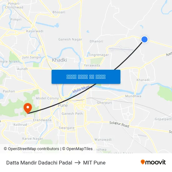 दत्त मंदिर दादाची पडळ to एमआईटी पुणे map