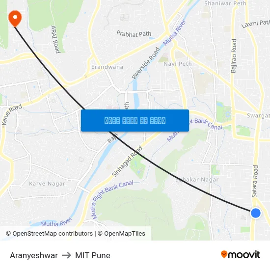 अरण्येश्वर to एमआईटी पुणे map
