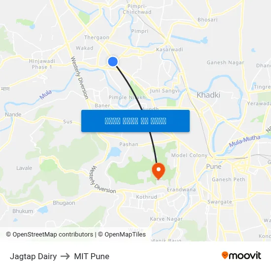 जगताप डेयरी to एमआईटी पुणे map