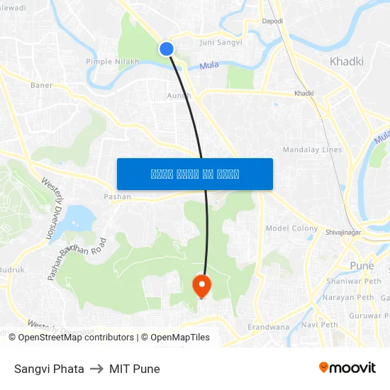 सांगवी फाटा to एमआईटी पुणे map