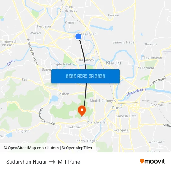 सुदर्शन नगर to एमआईटी पुणे map