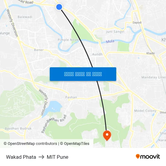 वाकड़ फाटा to एमआईटी पुणे map