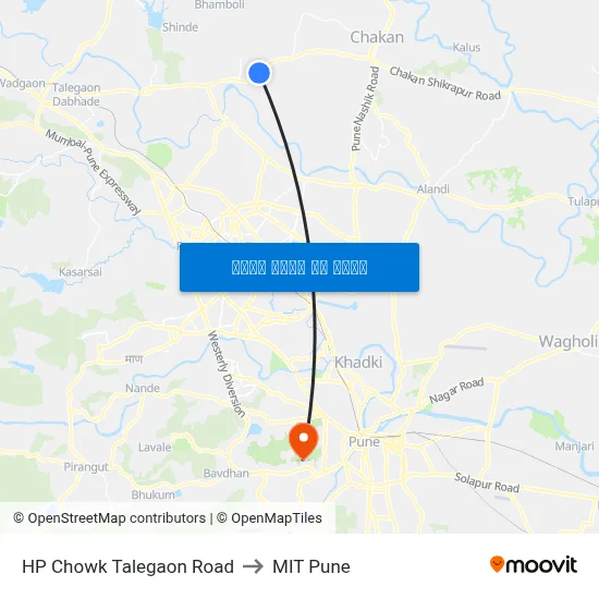 एचपी चौक तळेगाव रोड to एमआईटी पुणे map