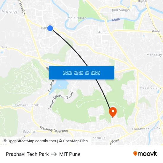 प्रभावी टेक पार्क to एमआईटी पुणे map