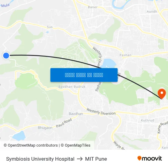 सिम्बायोसिस यूनिवर्सिटी हॉस्पिटल to एमआईटी पुणे map