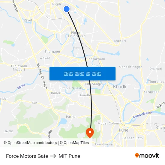 फोर्स मोटर्स गेट to एमआईटी पुणे map