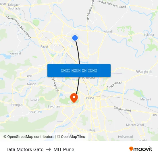 टाटा मोटर्स गेट to एमआईटी पुणे map