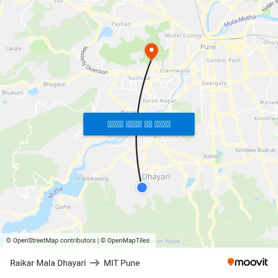 रायकर माळा धायरी to एमआईटी पुणे map