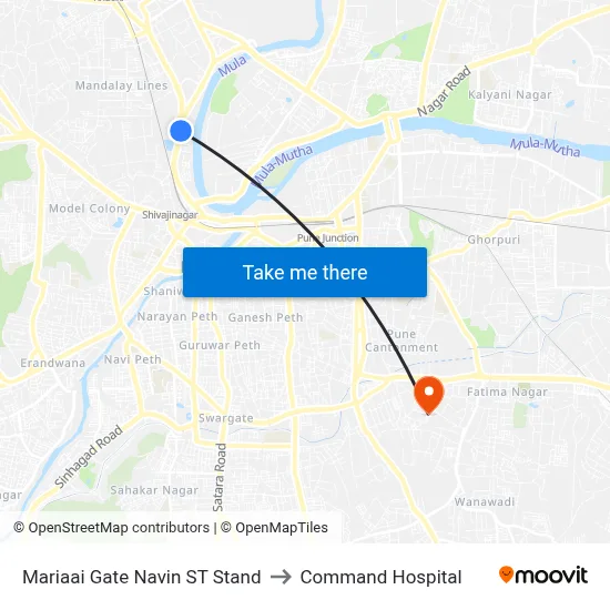 Mariaai Gate Navin ST Stand to Command Hospital map