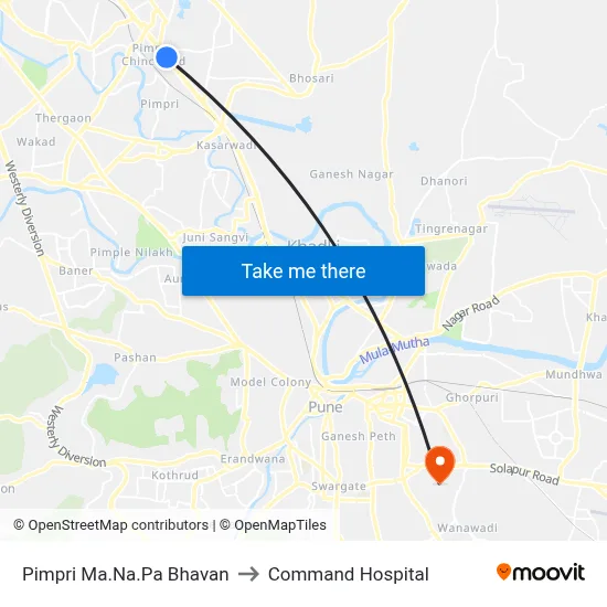 Pimpri Ma.Na.Pa Bhavan to Command Hospital map
