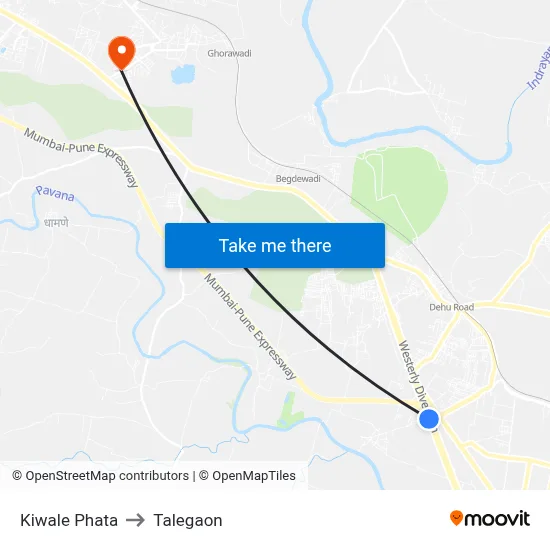 Kiwale Phata to Talegaon map