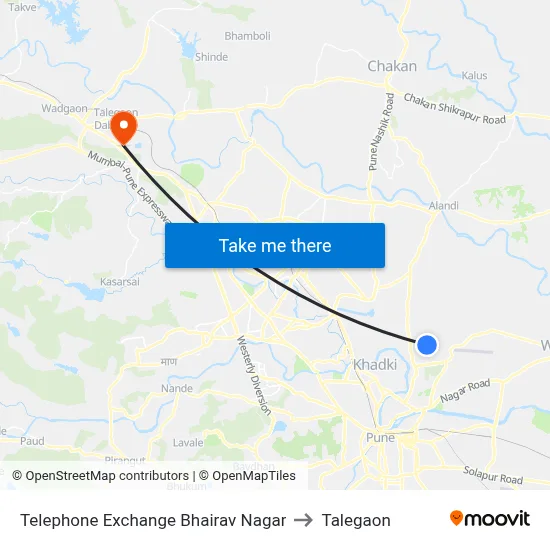 Telephone Exchange Bhairav Nagar to Talegaon map