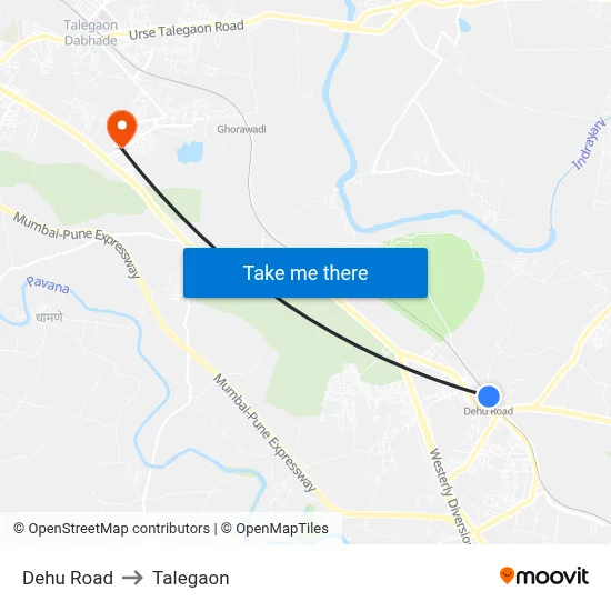 Dehu Road to Talegaon map