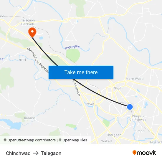 Chinchwad to Talegaon map
