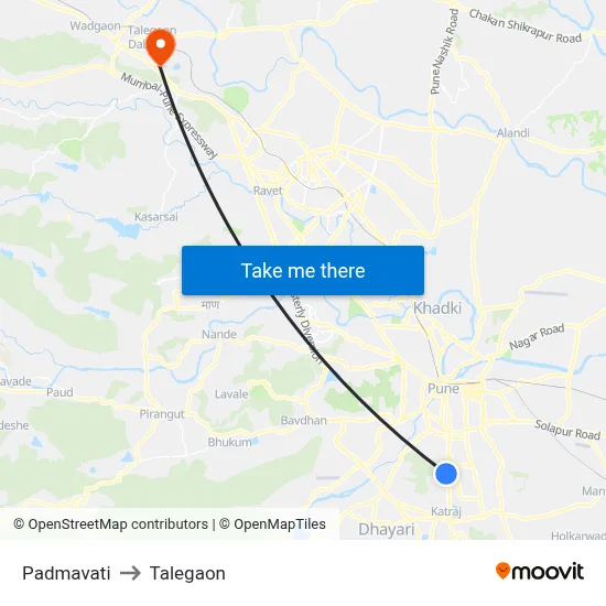 Padmavati to Talegaon map