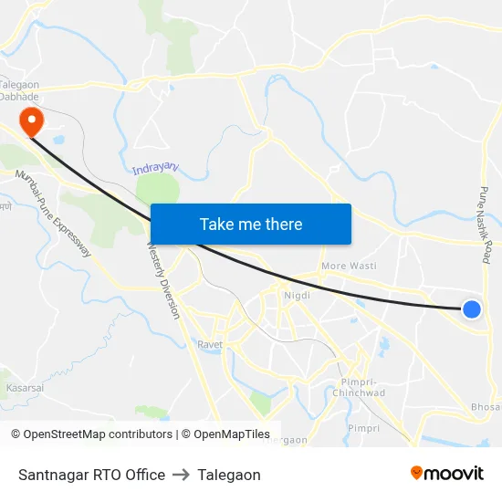 Santnagar RTO Office to Talegaon map