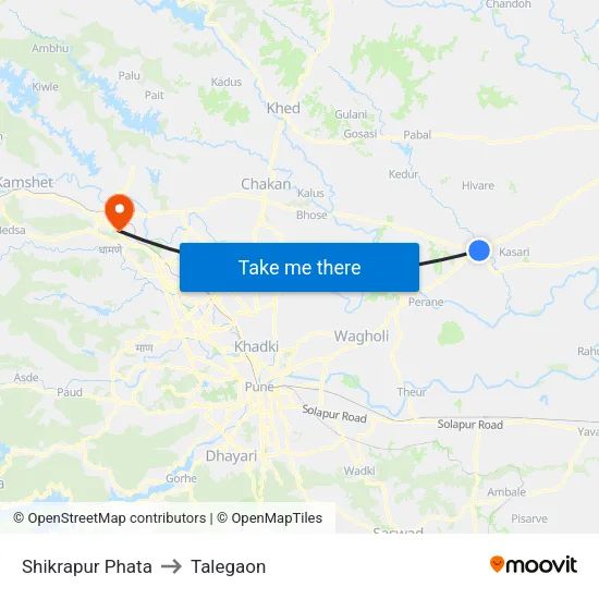 शिक्रापुर फाटा to तालेगाव map