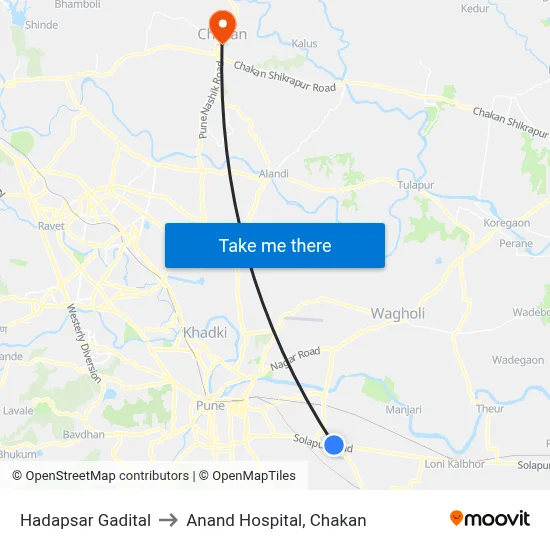 Hadapsar Gadital to Anand Hospital, Chakan map