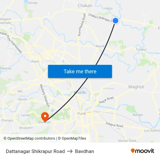 दत्तनगर शिक्रापुर रोड to बावधन map