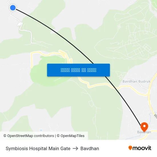Symbiosis Hospital Main Gate to Bavdhan map