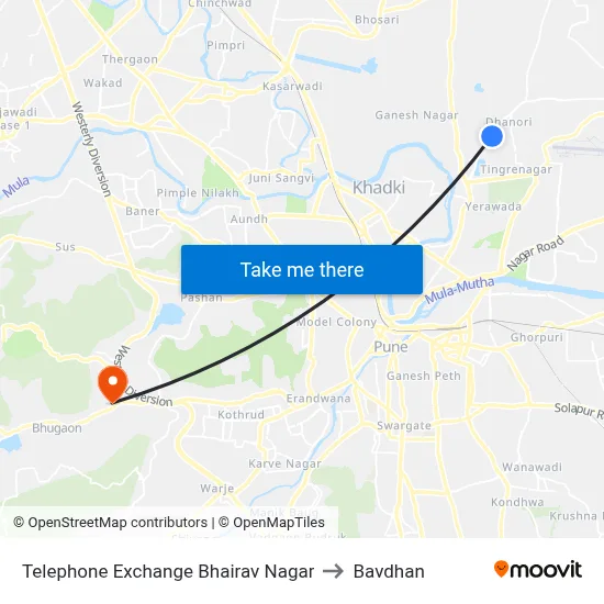 Telephone Exchange Bhairav Nagar to Bavdhan map
