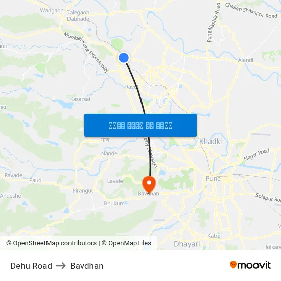 Dehu Road to Bavdhan map