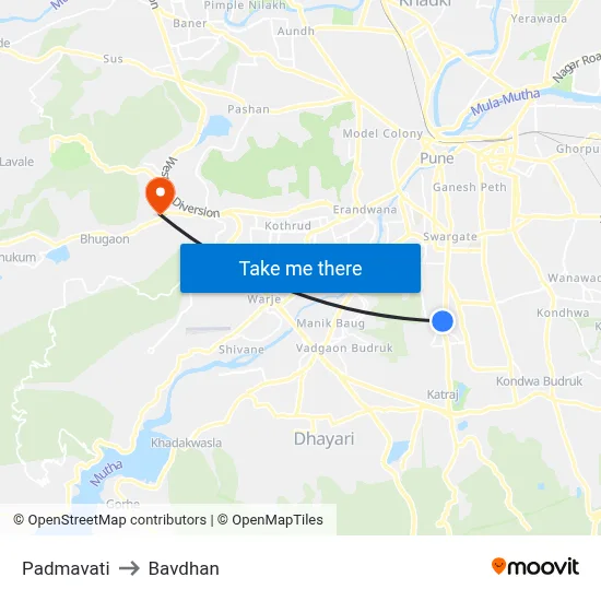 Padmavati to Bavdhan map