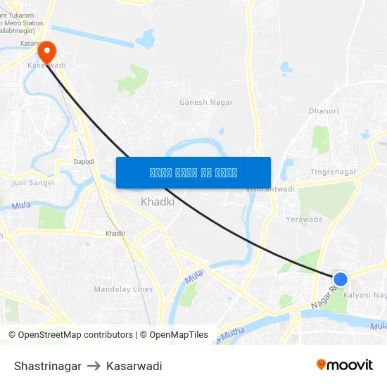 शास्त्रीनगर to कसारवाड़ी map