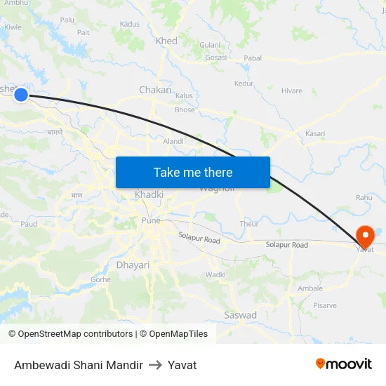 Ambewadi Shani Mandir to Yavat map