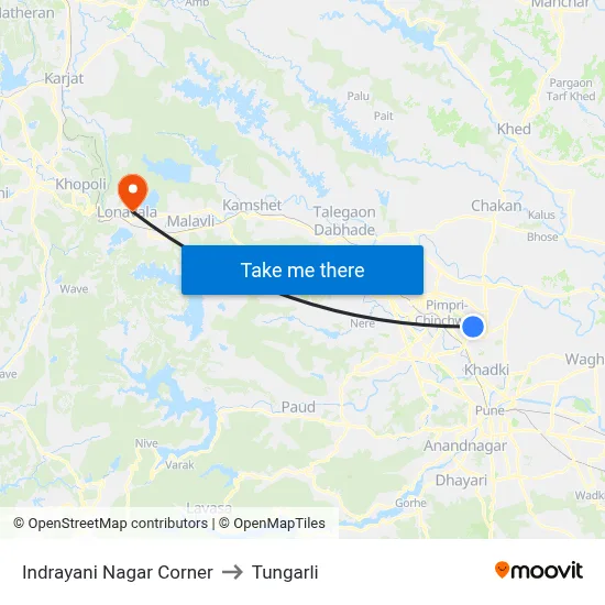 इंद्रायणी नगर कॉर्नर to टुंगरली map