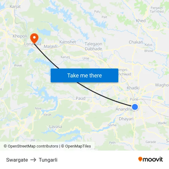 स्वारगेट to टुंगरली map