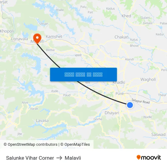सालुंके विहार कॉर्नर to मालवली map