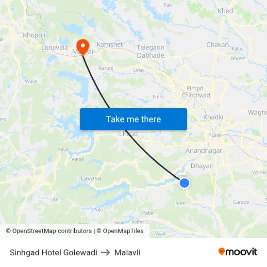 सिंहगड होटल गोलेवाडी to मालवली map