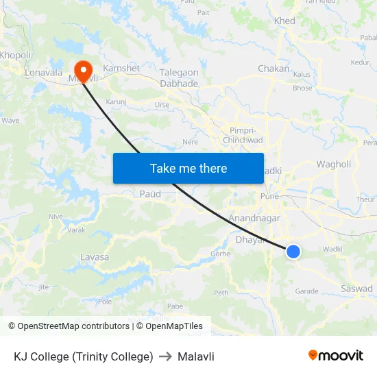 KJ College (Trinity College) to मालवली map