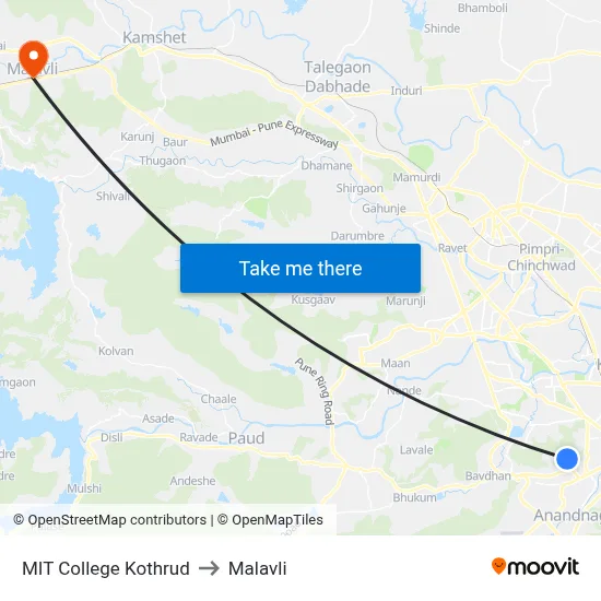 MIT College Kothrud to मालवली map