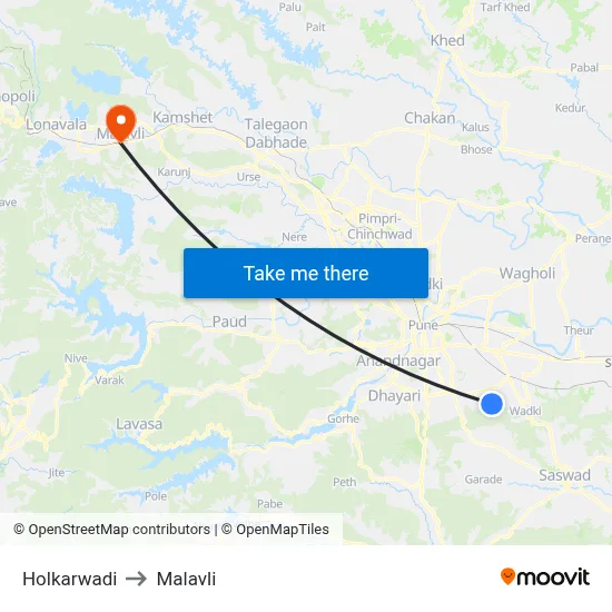 होलकरवाडी to मालवली map