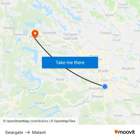 स्वारगेट to मालवली map