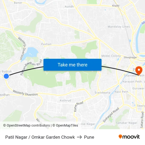 Patil Nagar / Omkar Garden Chowk to Pune map