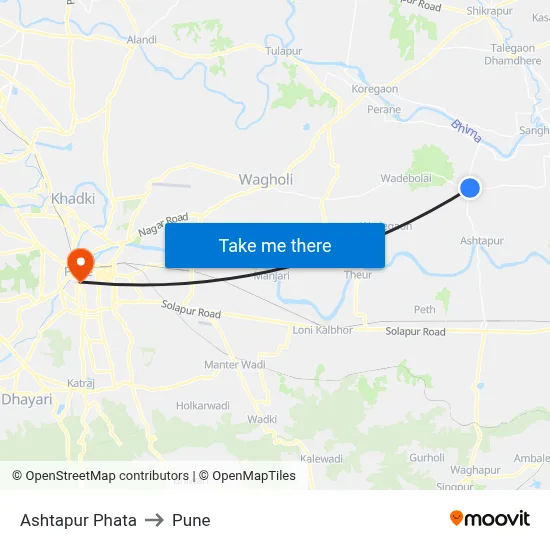 Ashtapur Phata to Pune map