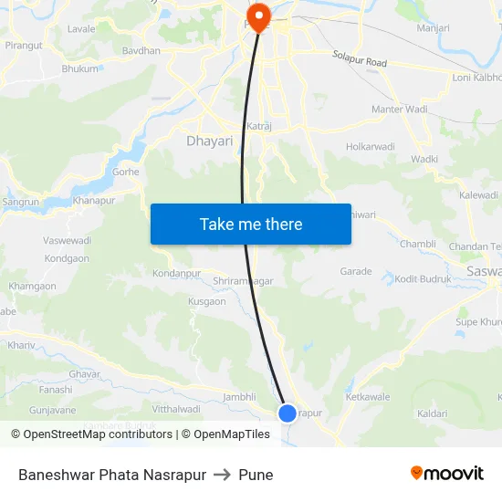Baneshwar Phata Nasrapur to Pune map