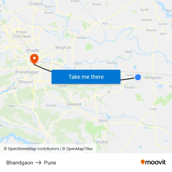 भांडगाव to पुणे map