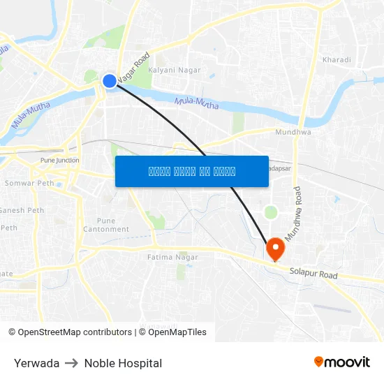 येरवडा to नोबल अस्पताल map