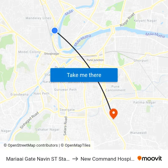 Mariaai Gate Navin ST Stand to New Command Hospital map